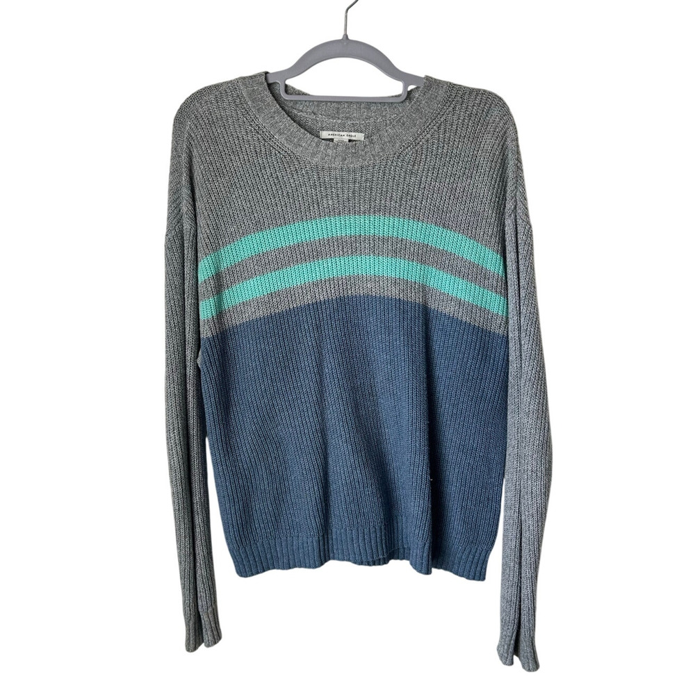American Eagle Blue and Gray Sweater - Small
